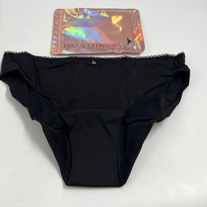 Victoria’s Secret Bikini Panties Black Lace Outlined XL NWT Sexy Lined Bow